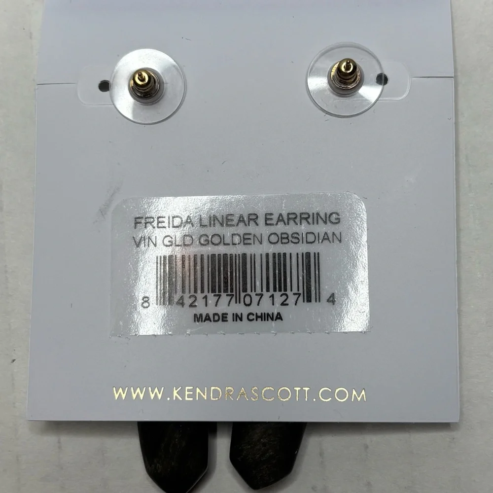 ⛔️SOLD⛔️KENDRA SCOTT Freida 14K Gold Plated Stone Linear Drop Earrings - Picture 3 of 3